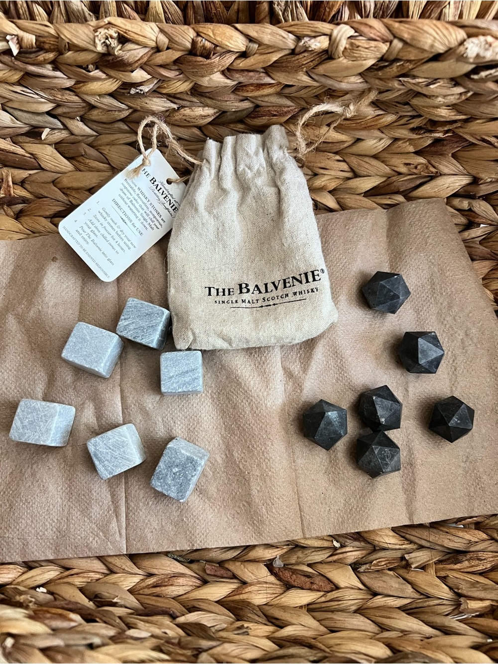 The Balvenie Branded Whiskey Chilling Stones Set in Gray and Black